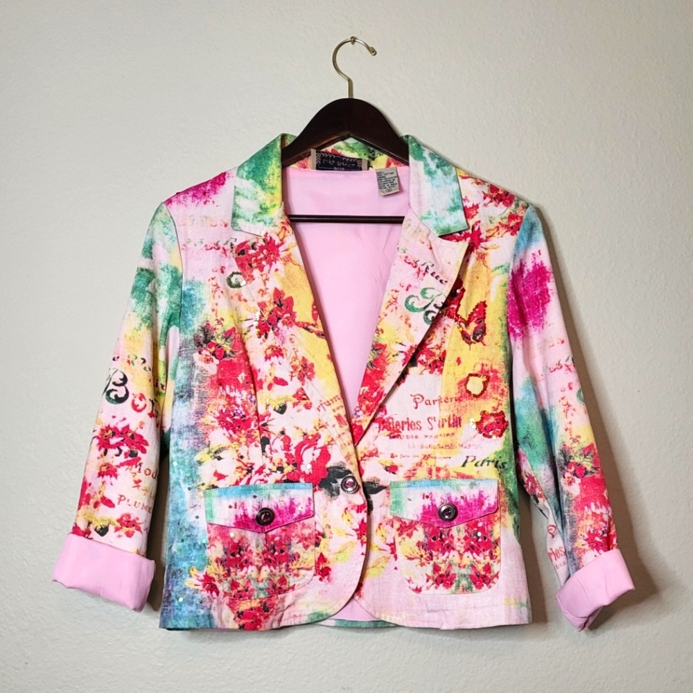 Vintage Printed Blazer-Style Jacket